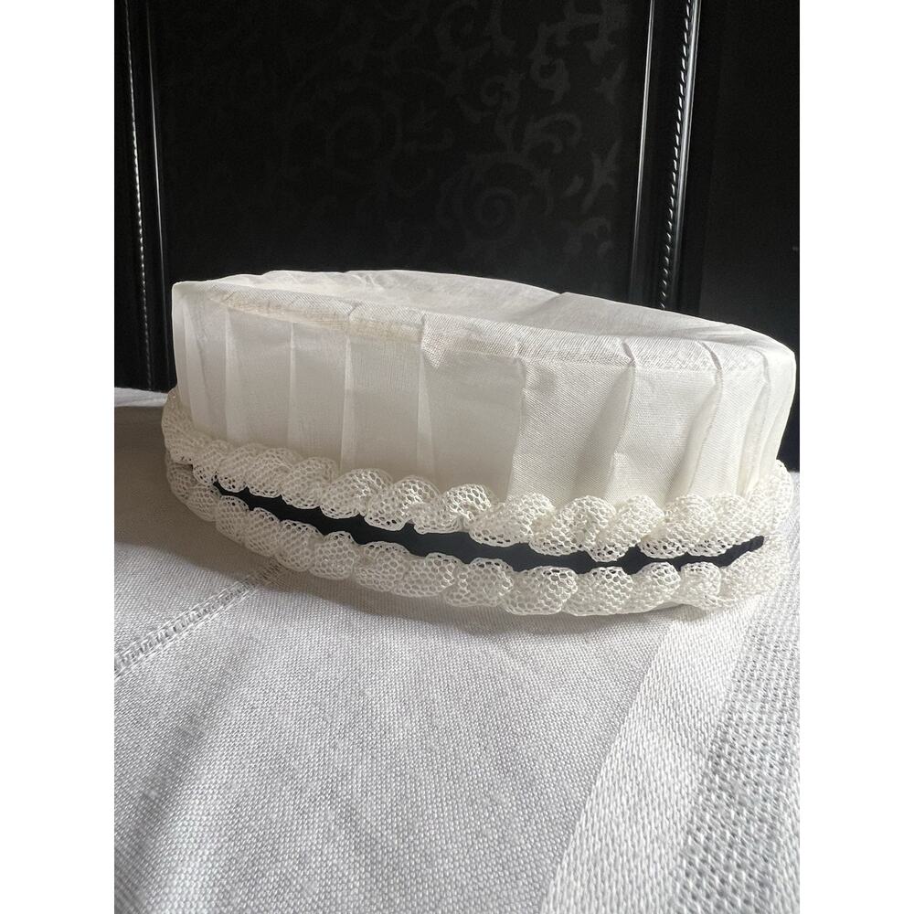 Vintage Antique Nurse Cap white with Black trim 1930 NOS no box